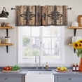 thumbnail image 4 of Wooden Plank Valances for Windows, Rustic Farmhouse Brown Black Barn Door Light Filtering Kitchen Curtains, Rod Pocket Window Valance Curtains for Living Room Bedroom, 60" W x 18" L, 2 Panels, 4 of 9