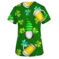 thumbnail image 4 of Día de San Patricio Mujer Cuello en V Casual Manga corta Impreso Bolsillos Señoras Tops Blusa Uniforme Pompotops  hkajfhjk459847, 4 of 4