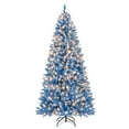 thumbnail image 1 of Gymax 6 FT Pre-Lit Artificial Christmas Tree Blue Hinged Xmas Tree w/ 767 Frosted PVC Branch Tips, 1 of 10