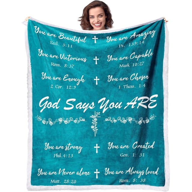 LHSHID Bible Blanket Christian Sympathy Blanket Inspirational Gifts Religious Gifts for Men Jesus Christ God Say You are Blessed Soft Throw Blanket for Praying Faith Man 60"x80"