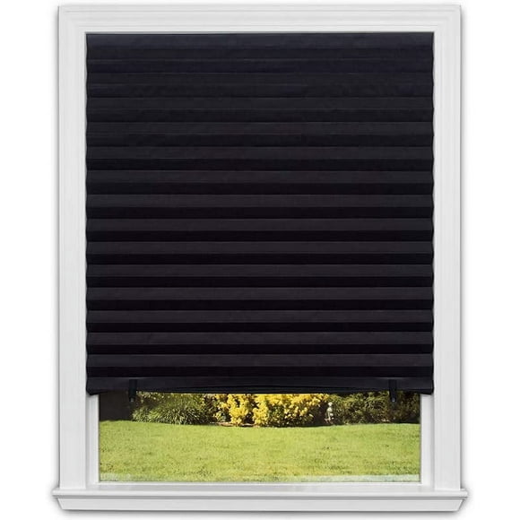 Original Blackout Pleated Paper Shade Room Darkening Blinds, 36 In X 72 In,Black (1 Pack Temporary Shades) Blackout Pleated Window Shades Window Blind Blackout Light Block Cordless Black 36"X72"