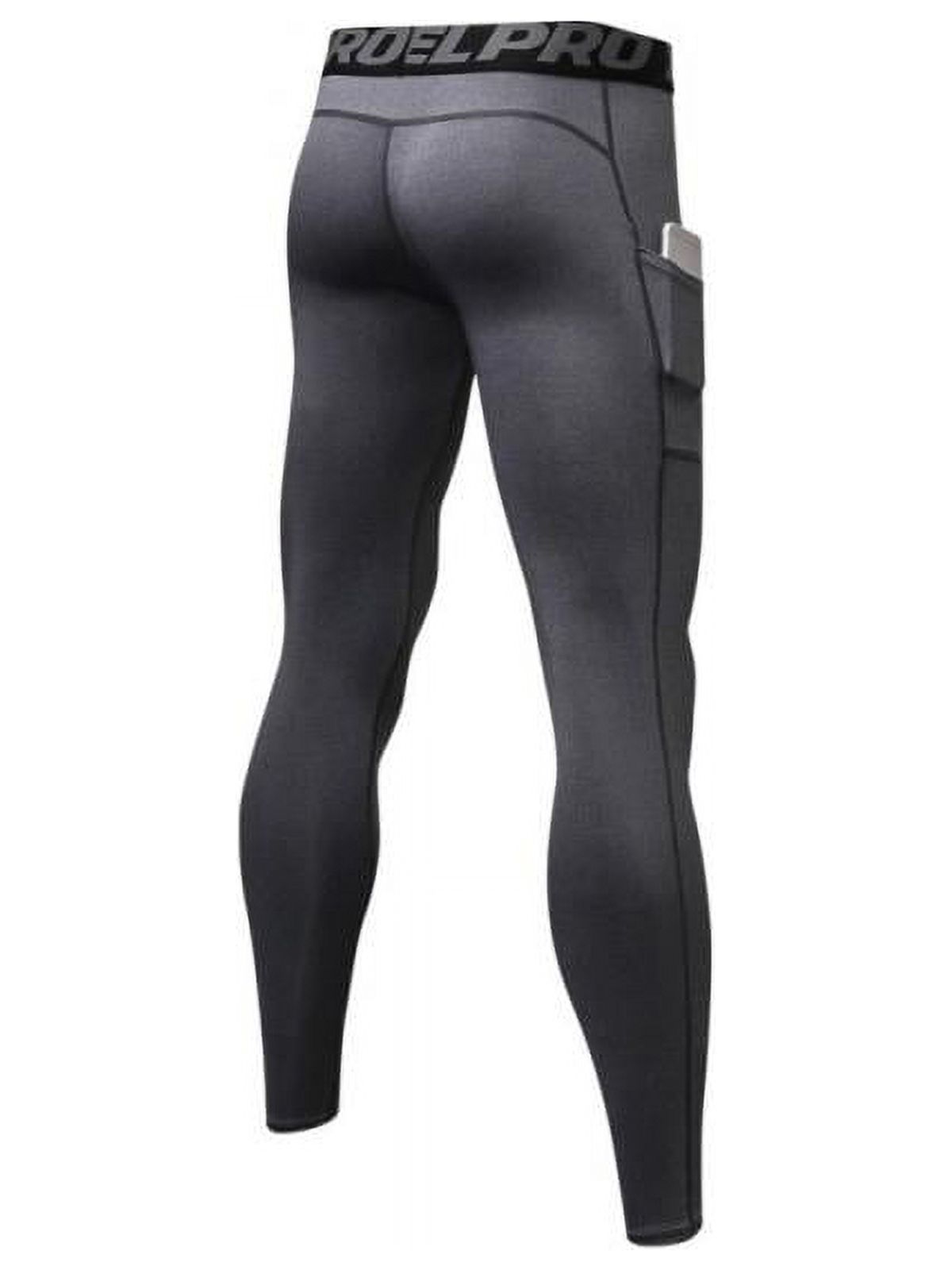 Leezo Men's Compression Pants Running Baselayer Cool Dry Sports Tights Out Pocket - image 2 of 2