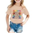 thumbnail image 1 of T-shirts Filles Retour à l'École Imprimé Col Rond Manches Courtes Décontractées Hauts Filles Kaki 4-5 Ans, 1 of 4