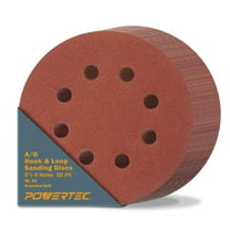 POWERTEC 50PK 5 Inch 8 Hole Hook and Loop Sanding Discs, 40/60, Assorted Grits Sandpaper for Random Orbital Sanders, 45052