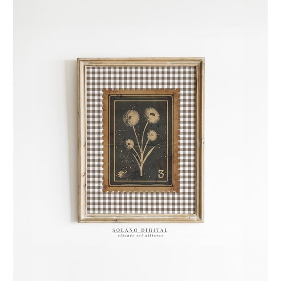 Vintage Floral Stamp Print: Rustic Cottagecore Wall Art (), Unframed Paper Poster 8x10in