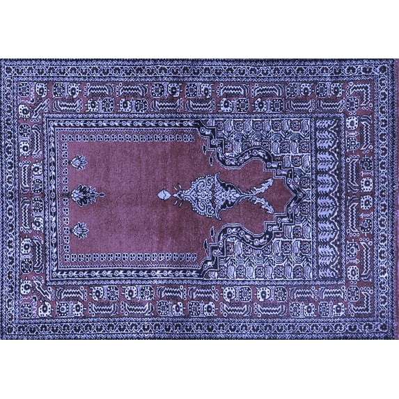 Ahgly Company Machine Washable Indoor Rectangle Oriental Blue Traditional Area Rugs, 5' x 8'