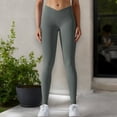thumbnail image 3 of High Waist Seamless Ribbed Full Length Leggings- Small, Dark Gray, 3 of 6