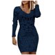 thumbnail image 1 of Vestido de manga larga con cuello en V para mujer Fridja  yut4568, 1 of 8