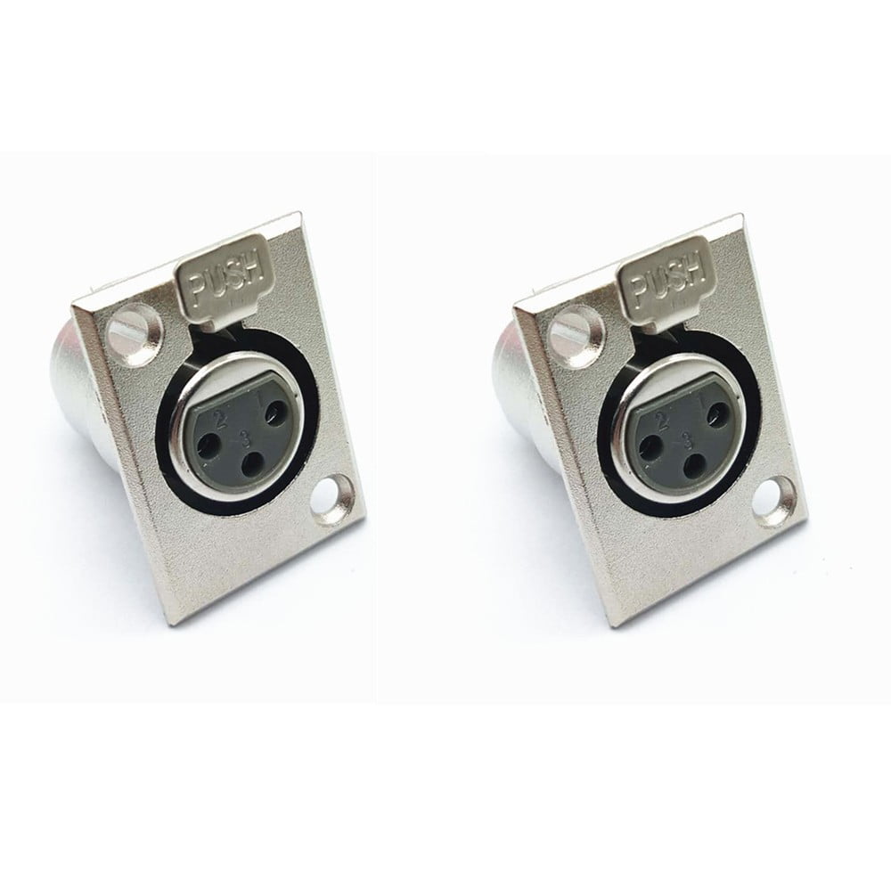 3-Pin XLR Chassis Socket Squared Male/Female Panel Metal Silver Mount 