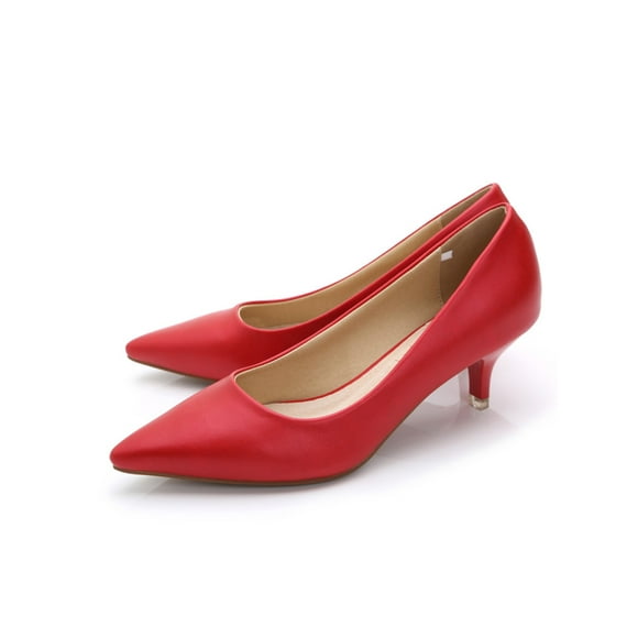 UKAP Ladies Comfort Sexy Dress Shoes Walking Anti-Slip Fashion Slip On Heels Red 4