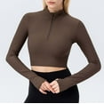 thumbnail image 5 of Sevevn Women's Cropped Workout Jacket 1/2 Zip Pullover Running Athletic Outwear Slim Fit Long Sleeve Yoga Top, 5 of 6