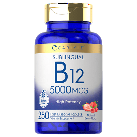 Vitamin B12 5000mcg | 250 Vegetarian Tablets | Berry Flavor | by Carlyle