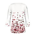 thumbnail image 5 of CFLVAEK Valentines Day Shirts for Women Cute Love Heart Print Pleated Blouse Tops Casual Button Up Shirts Flared 3/4 Sleeve T Shirts White S, 5 of 6