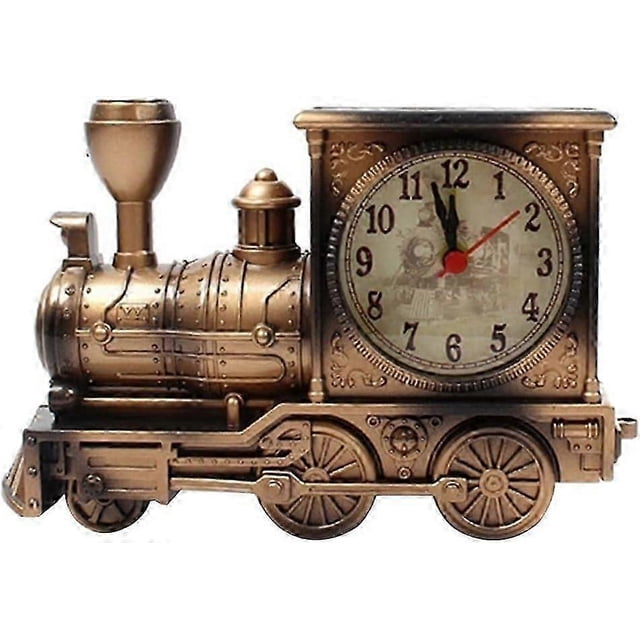 Antique Digital Locomotive Train Alarm Clock Stylish Personality Engine Design Model Student Table Clock Gift (Copper(1Pc)