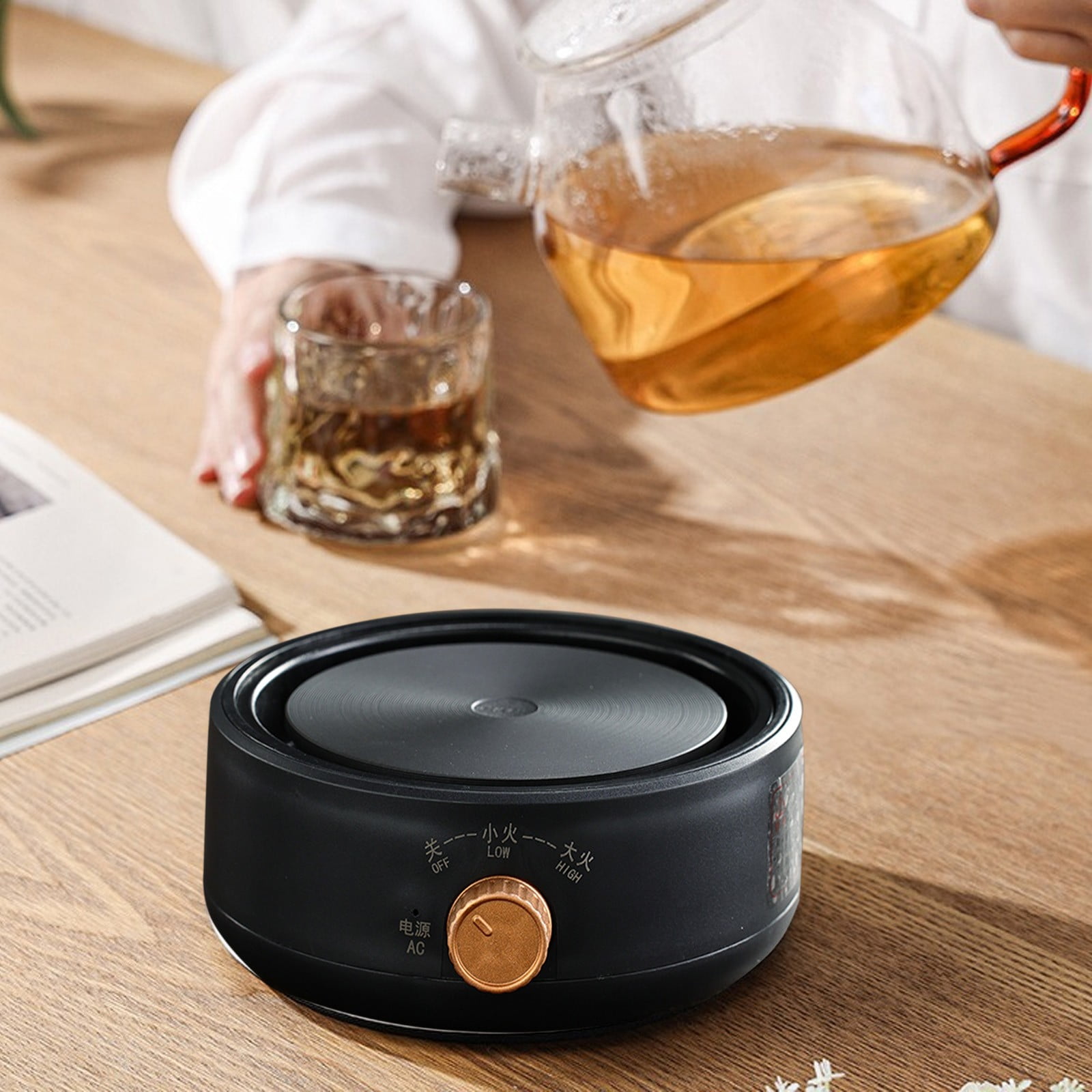 Ranliy Portable Electric Mini Stove, Compact Tabletop Heating Plate Electric Hob Single, Countertop Hot Plate for Home, Coffee & Tea Heater