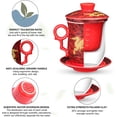 thumbnail image 4 of YURROAD Chinese Dragon Pattern Tea-Mug with Strainer Infuser and Lid and Saucer Ceramic Tea Mug Convenient System Chinese Porcelain Personal Tea Cup 13.5 oz(380ml) - RED, TC400, 4 of 7
