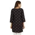thumbnail image 4 of Moomaya Womens Tops Rayon Block Print Tunic 3/4th Sleeve Tunic Summer Blouse, 4 of 8