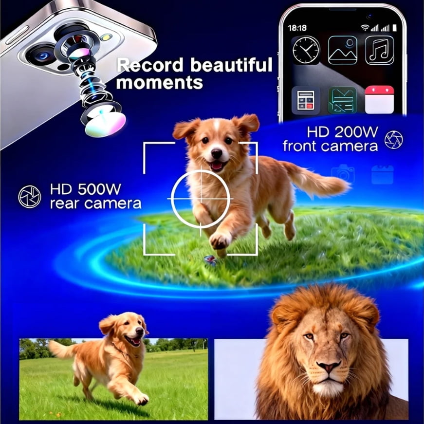 Mini Phone 3.0" HD Touch Screen Mini Smartphone Unlocked Android Compact Mobile Phone for Kids & Students Cell Phone wih Quad-Core Dual SIM Face ID 2GB+16GB
