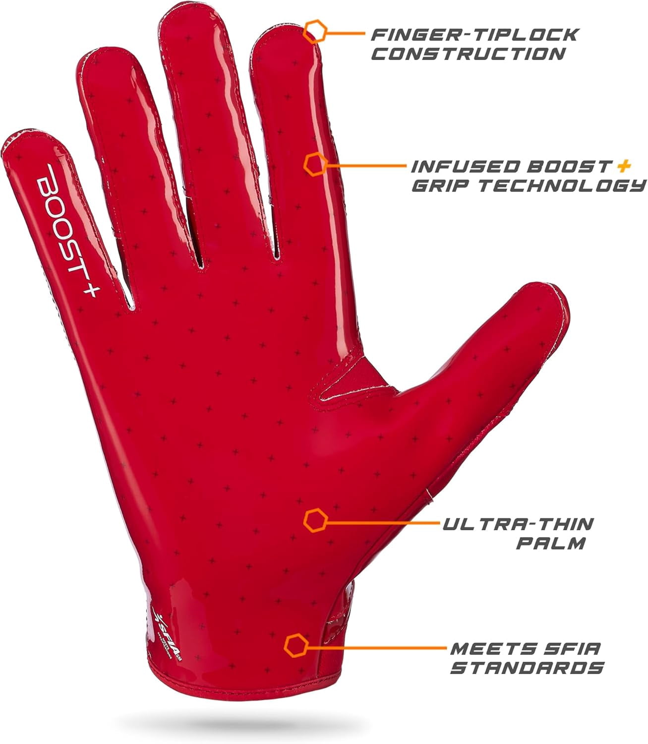Football Gloves Solid Stealth 6.0 Boost Plus Sticky Receiver Gloves - Men's and Youth Sizes
