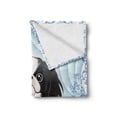 thumbnail image 2 of Dog Soft Flannel Fleece Throw Blanket, Funny Cartoon Puppy in Curlicue Floral Frame, Cozy Plush for Indoor and Outdoor Use, 50" x 70", Baby Blue Lavender Blue, by Ambesonne, 2 of 6