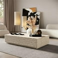 thumbnail image 2 of Pemberly Row Contemporary Travertine Rectangular Coffee Table, 2 of 3
