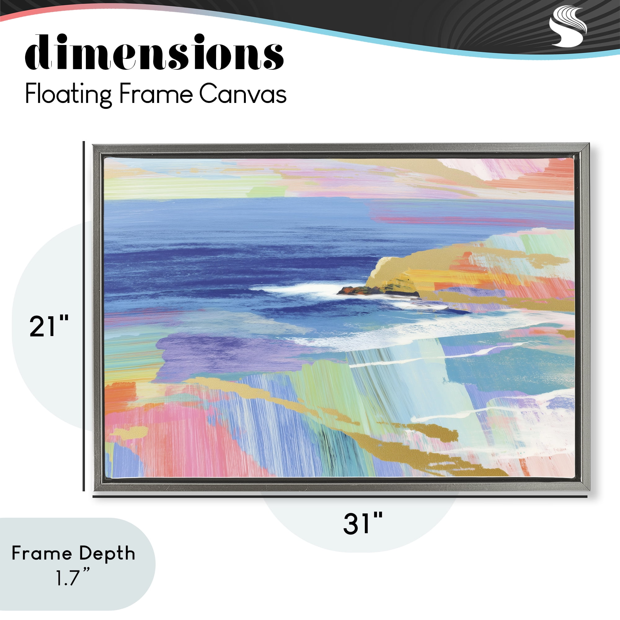 Stupell Industries Hawaii Coastline Abstraction Gray Framed Floater Canvas Wall Art, design by Chromatic Storm Studio