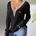 thumbnail image 2 of Sentmoon Sweatshirt Women V Neck Stretchy and Flexible Knitted Long Sleeve Lightweight Tops & Blouses Solid Color Plus Size Loose Cute Tops for Women Fall and Winter for Weekend Outings, 2 of 7