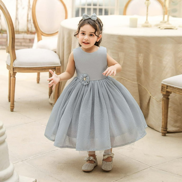 Silver little cheap girl dresses