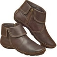 thumbnail image 2 of Zhaomeidaxi Newest Womens Walking Arch Support Boots Leather Retro Comfy Flat Heel Ankle Booties Shoes Retro Side Zip Booties, 2 of 8