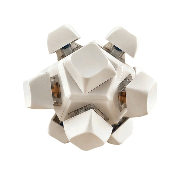 Desk Decompression Gadget, Clicky Fidget Cube, Mechanical Switch Fidget Cube, Keyboard Fidget Toy for Adults Keyboard Clicker With Led Light Fidget Stress Relief Sensory Toy, White