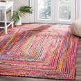 thumbnail image 2 of Safavieh Cape Cod Collection CAP202A Handmade Boho Braided Jute & Cotton Area Rug, 9' x 12', Red / Multi, 2 of 4