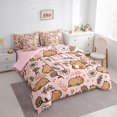 thumbnail image 2 of Manfei Sweet Capybara 7 Pieces Full Size Bedding Sets,Dreamy Flowers Full Size Bed in a Bag,Pink,Pink Reversible, 2 of 7
