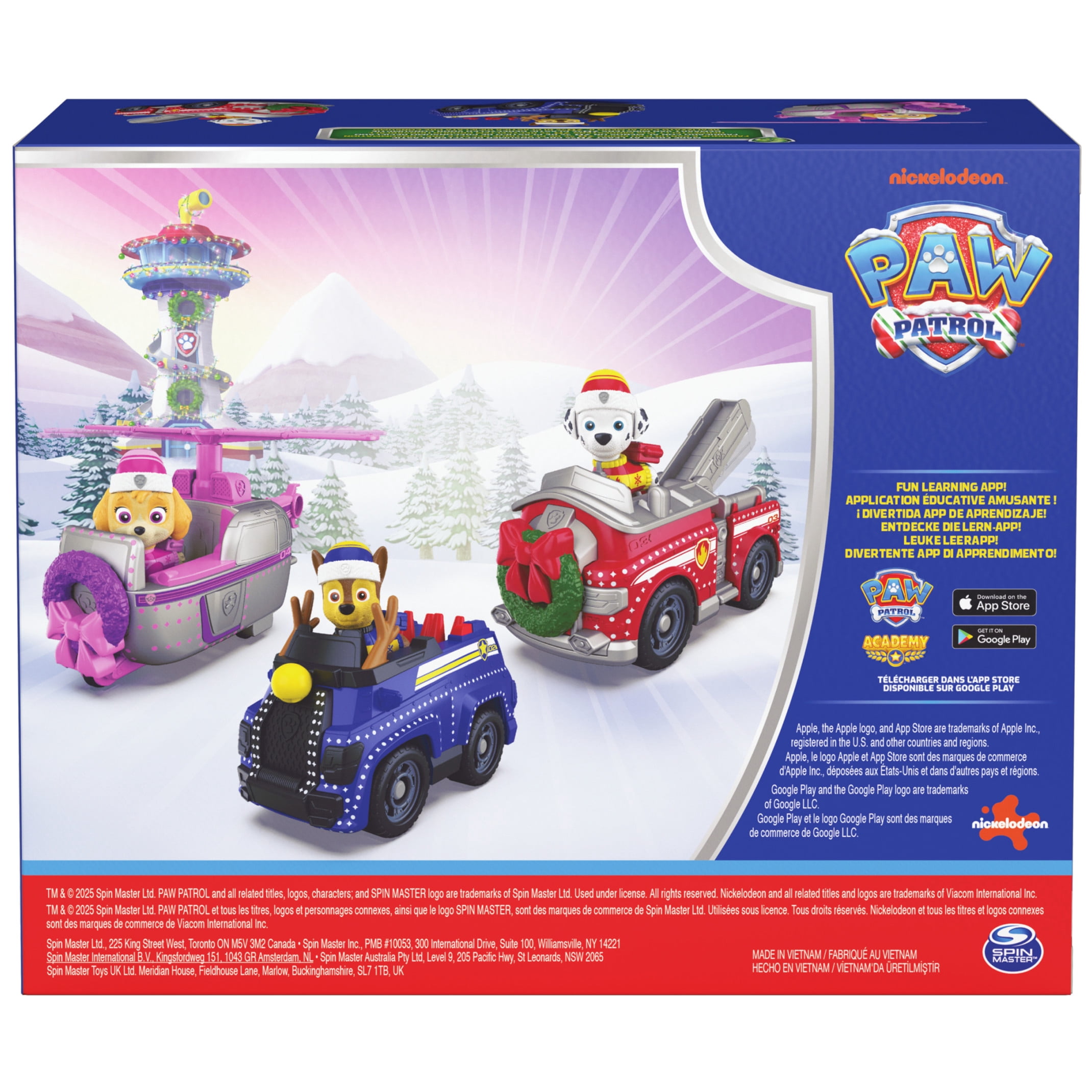 PAW Patrol Holiday Vehicle Bundle - Chase, Marshall, Skye & 3 Holiday-themed Vehicles, for Kids 3+