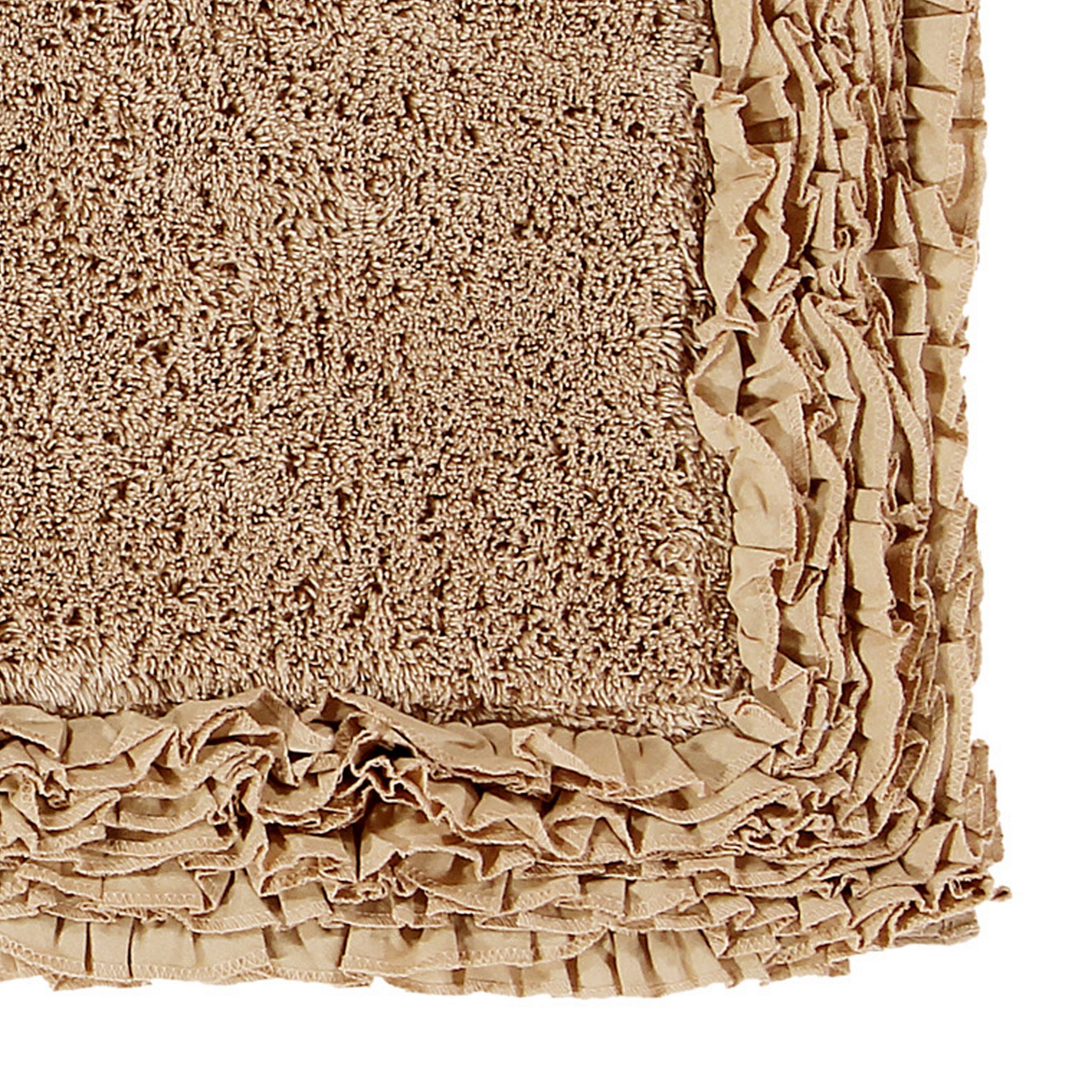 Better Trends 30'' x 30'' Round Shape Bathroom Rug with Non Slip Backing 100% Cotton Water Absorbent, Machine Washable, (Beige) Shaggy Border Collection