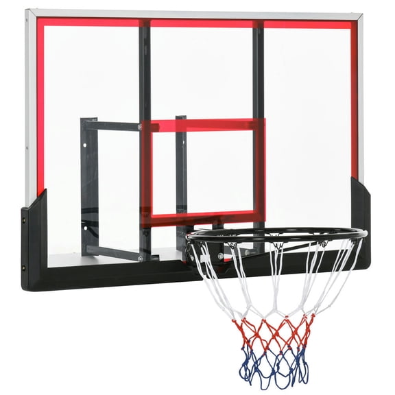 Kadyn Wall Mounted Basketball Hoop, Basketball Goal Combo Kit with 43" x 30" Shatter Proof Backboard