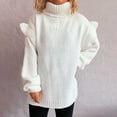 thumbnail image 6 of Ltctricy Oversized Sweaters for Women Ruffle Long Sleeve Turtleneck Loose Casual Pullover Sweaters Fall Winter Knit Sweaters(White,Small), 6 of 6