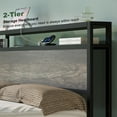 thumbnail image 4 of VanAcc Queen Size Bed Frame with 2-Tier Metal Storage Headboard and Charging Station, Rustic Grey, 4 of 8