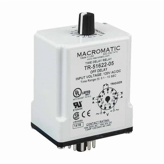 Macromatic SinFunTimeDelayRelay, 24VAC/DC, 8Pins TR-51628-10