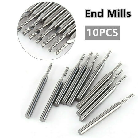 

10x1/8 2mm Carbide Spiral Bit End Mill Cutter Set CNC Single-Flute Router Bit