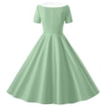 thumbnail image 7 of Afuyipoi Girls Classic Solid A-Line Dress (5-14 Years) Short Sleeve Contrast Doll Collar Stretchy Twirl Skirt for Performance and School Activities Green 11/12, 7 of 7