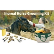 Complete 9 Piece Horse Grooming Kit with Tote Bag, Horse Brush Set for Effective Grooming and Bathing, Professional Equine Coat Care Supplies for Horse Riders