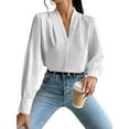 thumbnail image 2 of Work Blouses for Women Long Sleeve Blouses Business Spring Top Womens V Neck Office Shirts White XL, 2 of 9