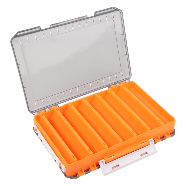 Lure Iron Plate Storage Accessory Box Simulate Shrimp Doublesided Artificial Bait Box(orange )