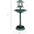 thumbnail image 7 of Solar Outdoor Bird Bath Vintage Resin Pedestal Fountain Decoration for Yard, Garden w/Planter Base, Feeder, Decorative Bird Cage, Fillable Stand - Green, 7 of 7