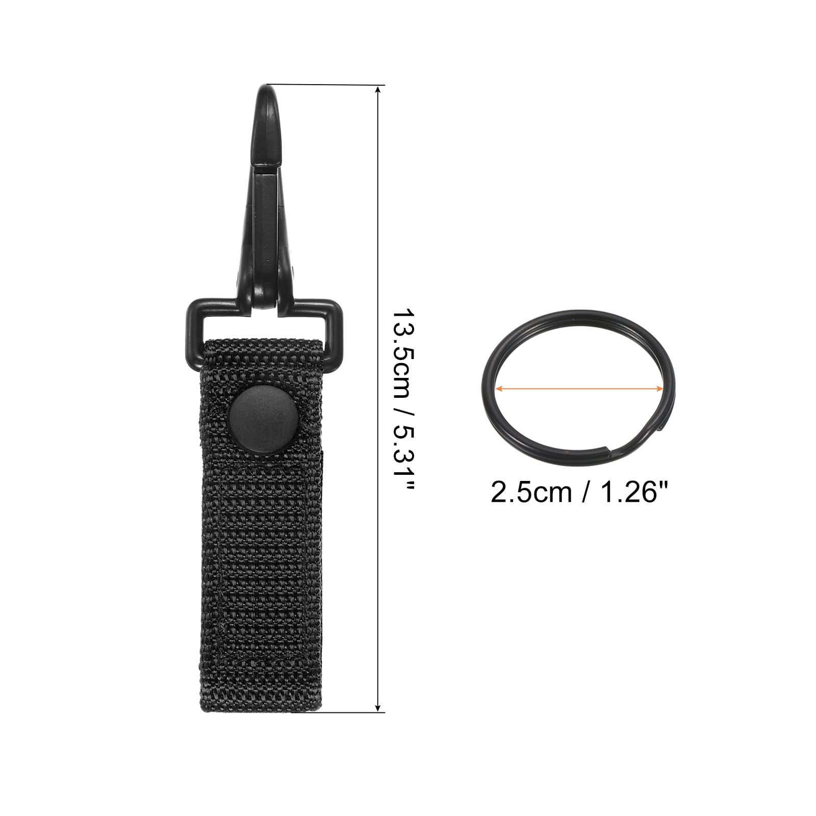 Unique Bargains Key Ring Nylon Webbing Strap Hanging Gear Buckle Snap Key Holder Black