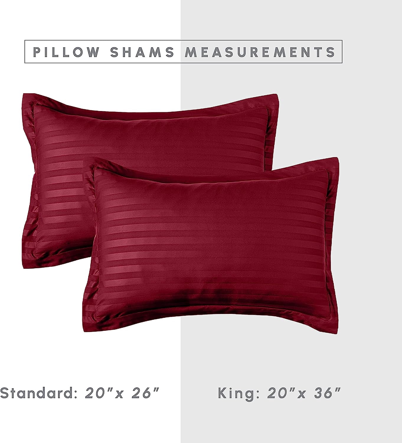 Cozy & Soft 8-Piece Bedding Set - Includes Comforter, Smart Sheet Set, Bed Skirt, Matching Pillowcases and Shams, Striped Design, Full/Queen, Burgundy Comforter Set