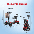 thumbnail image 6 of Dragon Mobile EX Portable 4-Wheel Foldable Mobility Scooter for Adults & Seniors - All Terrain - Red, 6 of 9