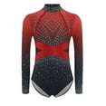 thumbnail image 5 of Hansber Gymnastics Leotard for Girls Rhinestone Long Sleeve Bodysuit Vest and Leggings Tumbling Dance Outfit Red 6, 5 of 7