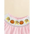thumbnail image 5 of Newborn Baby Girl Halloween Smocked Pumpkin Outfit 3 6 12 18 Months 2T 3T Plaid Bubble Romper Embroidery Thanksgiving Fall Clothes, 5 of 8