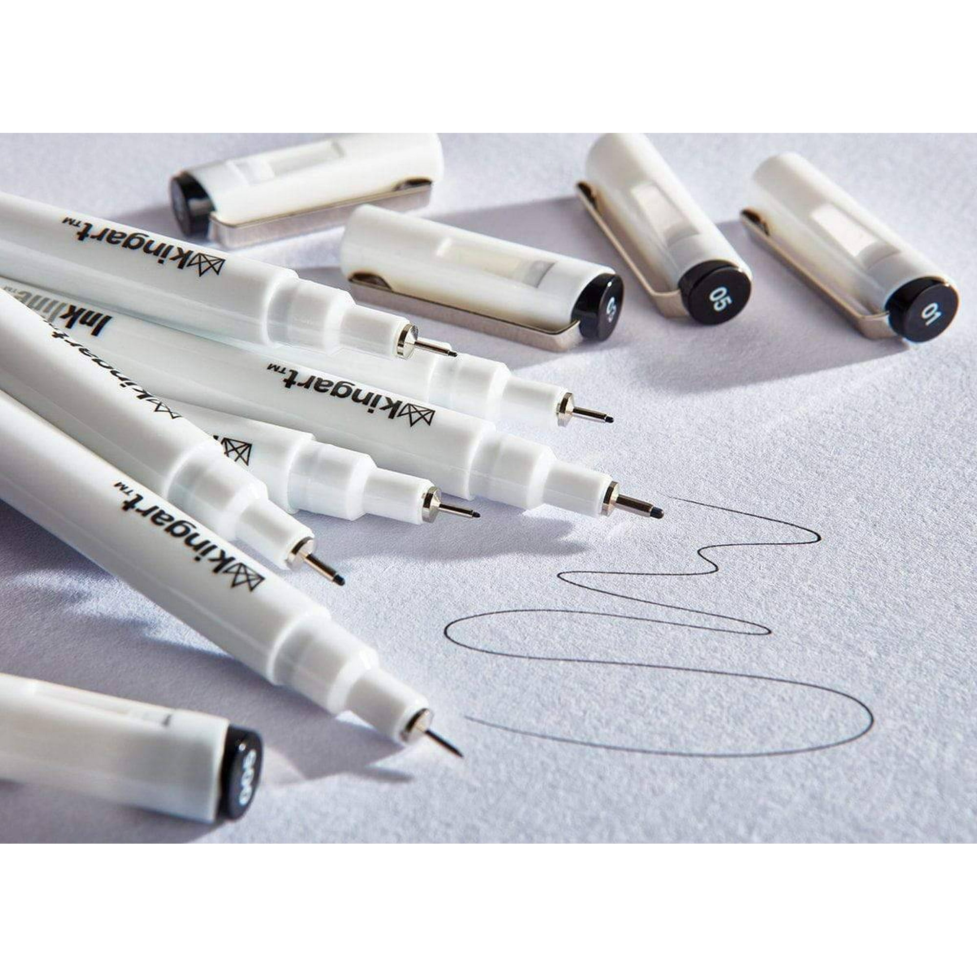 ( 2 Pack ) KINGART Inkline Art & Graphic Pens, Fine Line, Archival Black Ink, Assorted Sizes, 10 Count